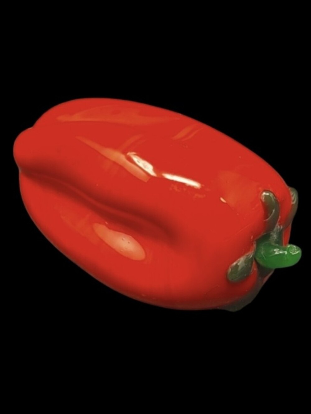 3" VINTAGE DEEP RED BELL PEPPER HANDBLOWN ART GLASS